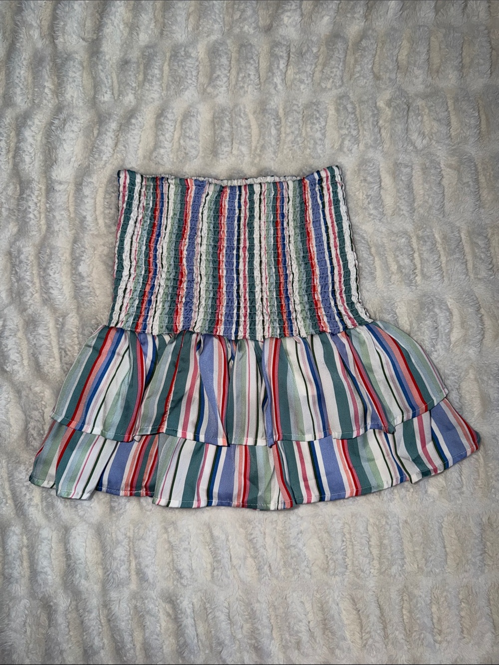 BB Dakota Striped Smocked Tiered Mini Skirt
